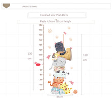 Load image into Gallery viewer, Cartoon Cat Animals Measure Wall Stickers for Kids Rooms