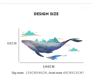 Creative Large Starry Sky Whale Wall Stickers for Living Room