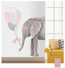 Load image into Gallery viewer, Large Elephants with Pink Gray Balloons Wall Stickers for Kids Room Decor