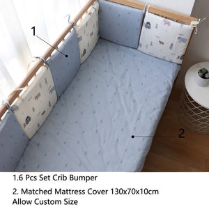 6 Pcs Set Thick Soft Bumpers In The Crib For Baby Bed