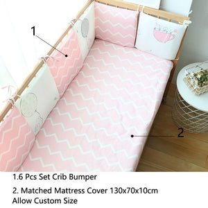 6 Pcs Set Thick Soft Bumpers In The Crib For Baby Bed