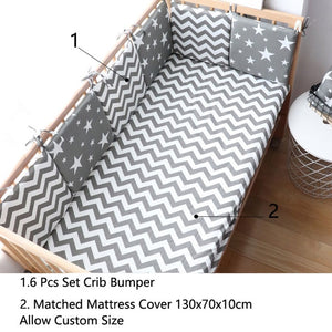 6 Pcs Set Thick Soft Bumpers In The Crib For Baby Bed