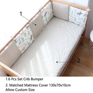 6 Pcs Set Thick Soft Bumpers In The Crib For Baby Bed