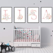 Load image into Gallery viewer, Personalized Baby Name Nusery Wall Art Canvas Poster