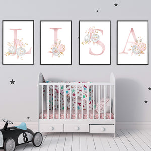 Personalized Baby Name Nusery Wall Art Canvas Poster