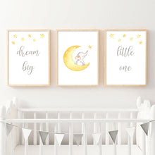 Load image into Gallery viewer, Watercolor Elephant Nursery  Baby Bedroom Canvas Poster