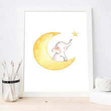 Load image into Gallery viewer, Watercolor Elephant Nursery  Baby Bedroom Canvas Poster