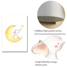 Load image into Gallery viewer, Watercolor Elephant Nursery  Baby Bedroom Canvas Poster