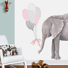 Load image into Gallery viewer, Large Elephants with Pink Gray Balloons Wall Stickers for Kids Room Decor