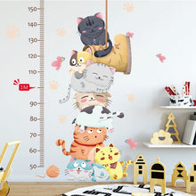 Load image into Gallery viewer, Cartoon Cat Animals Measure Wall Stickers for Kids Rooms