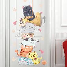 Load image into Gallery viewer, Cartoon Cat Animals Measure Wall Stickers for Kids Rooms