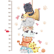 Load image into Gallery viewer, Cartoon Cat Animals Measure Wall Stickers for Kids Rooms