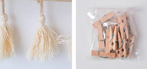 Wooden Photo Clips Tassels Rack