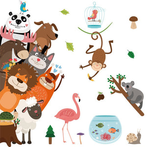 Cartoon Jungle Wild Animal Wall Stickers for Kids Room